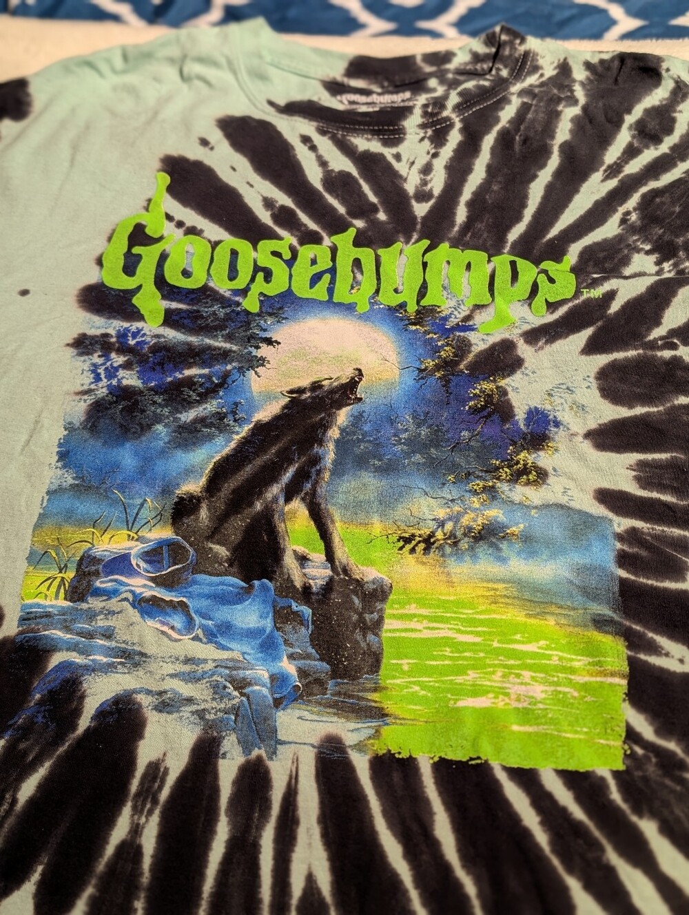 Goosebumps Tie-Dye Graphic Tee in Black and Mint. 2xl - Picture 2 of 4